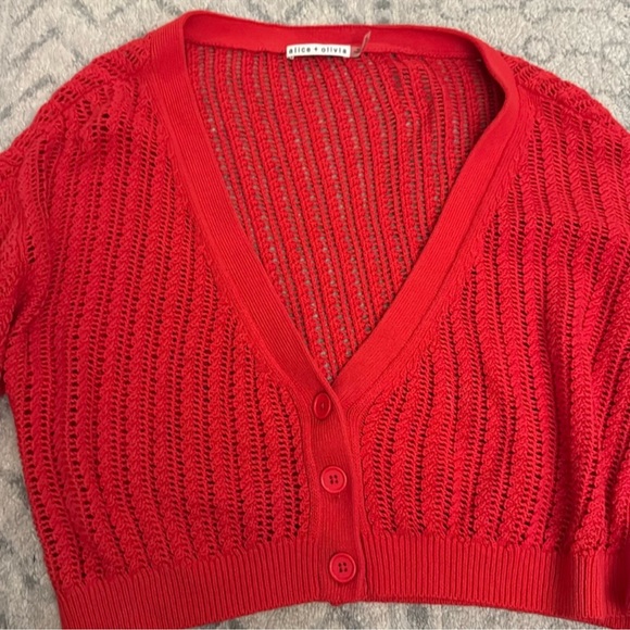 Alice + Olivia Winsor slouchy red cardigan - Picture 5 of 8